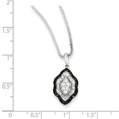 Sterling Silver White u0026 Black Cluster Diamond Pendant