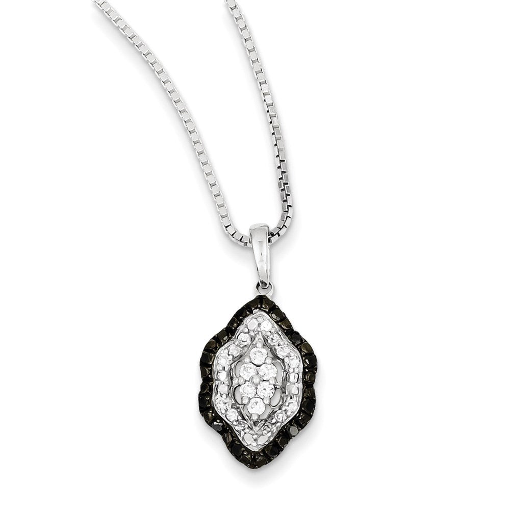 Sterling Silver White u0026 Black Cluster Diamond Pendant