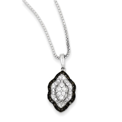 Sterling Silver White u0026 Black Cluster Diamond Pendant