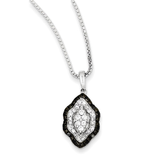 Sterling Silver White u0026 Black Cluster Diamond Pendant