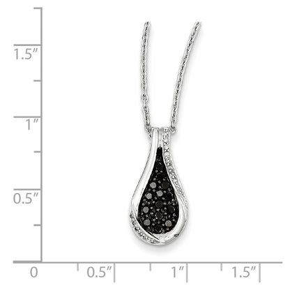 Sterling Silver Black u0026 White Diamond Teardrop Pendant
