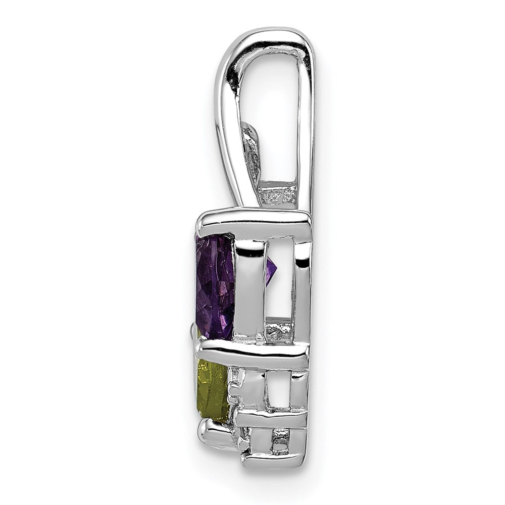 Sterling Silver Rhodium-plated Amethyst u0026 Peridot Diamond Pendant