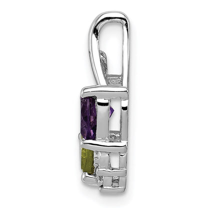Sterling Silver Rhodium-plated Amethyst u0026 Peridot Diamond Pendant
