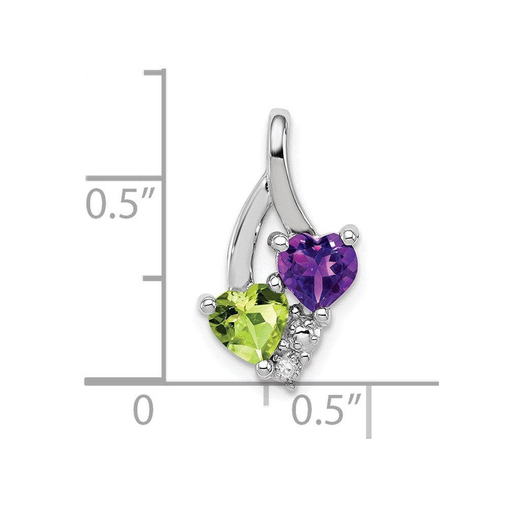 Sterling Silver Rhodium-plated Amethyst u0026 Peridot Diamond Pendant