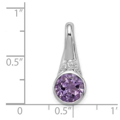 Sterling Silver Rhodium-plated CZ and Amethyst Pendant