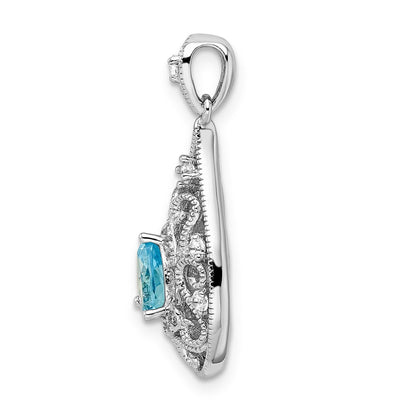 Sterling Silver Rhodium-plated Blue u0026 White Topaz Teardrop Pendant