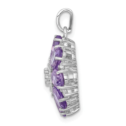 Sterling Silver Rhodium-plated Amethyst u0026 White Topaz Pendant