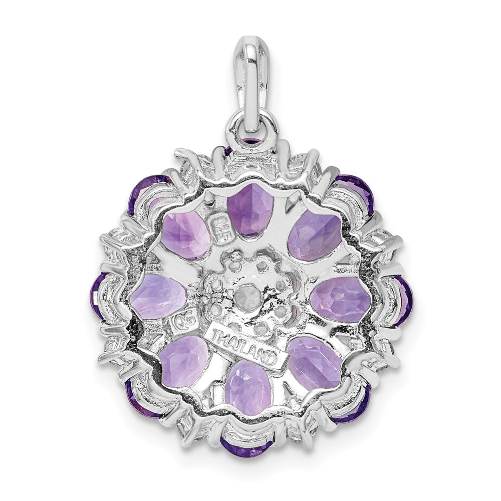 Sterling Silver Rhodium-plated Amethyst u0026 White Topaz Pendant