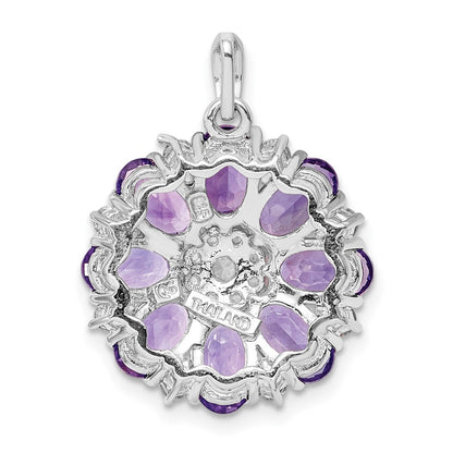 Sterling Silver Rhodium-plated Amethyst u0026 White Topaz Pendant