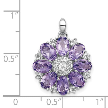 Sterling Silver Rhodium-plated Amethyst u0026 White Topaz Pendant