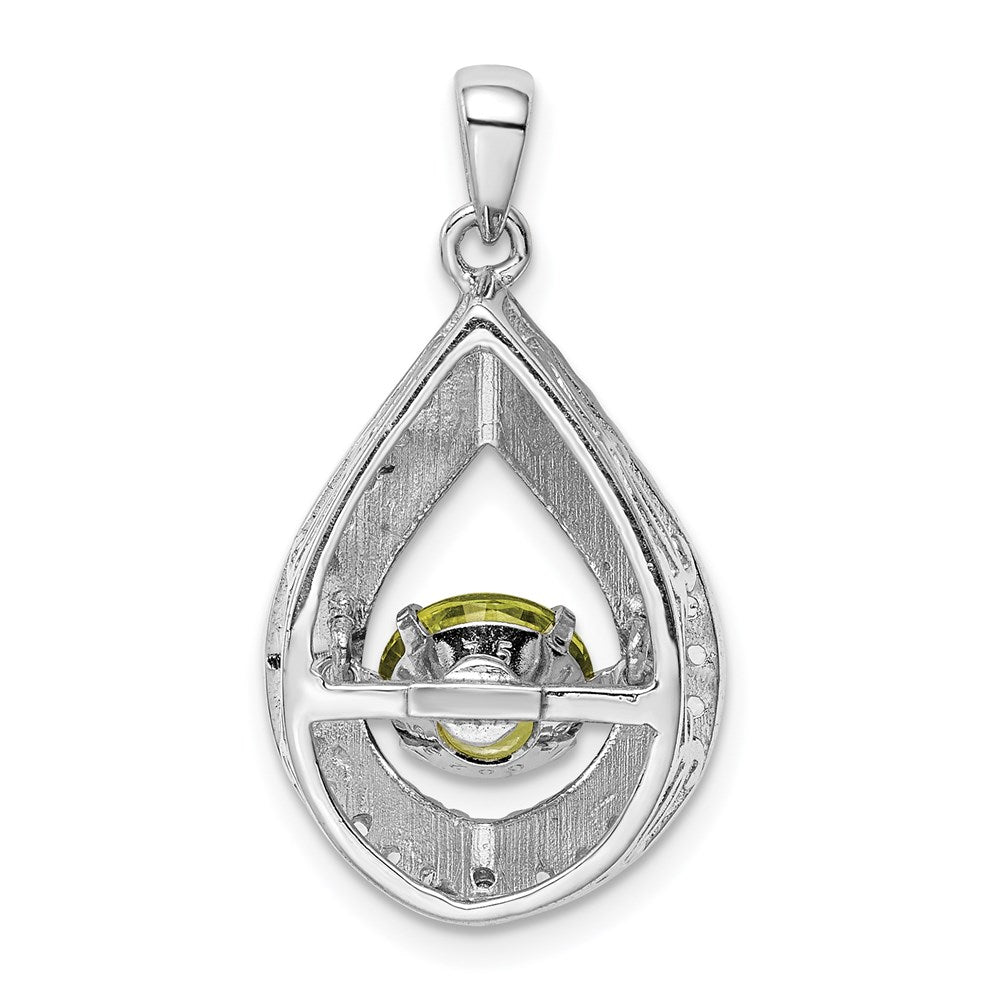 Sterling Silver White Topaz u0026 Vibrant Peridot Teardrop Pendant