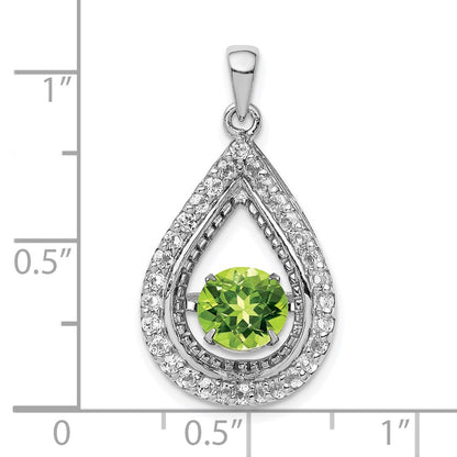 Sterling Silver White Topaz u0026 Vibrant Peridot Teardrop Pendant