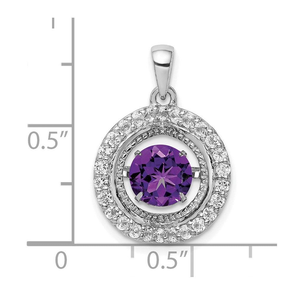 Sterling Silver White Topaz u0026 Vibrant Amethyst Circle Pendant