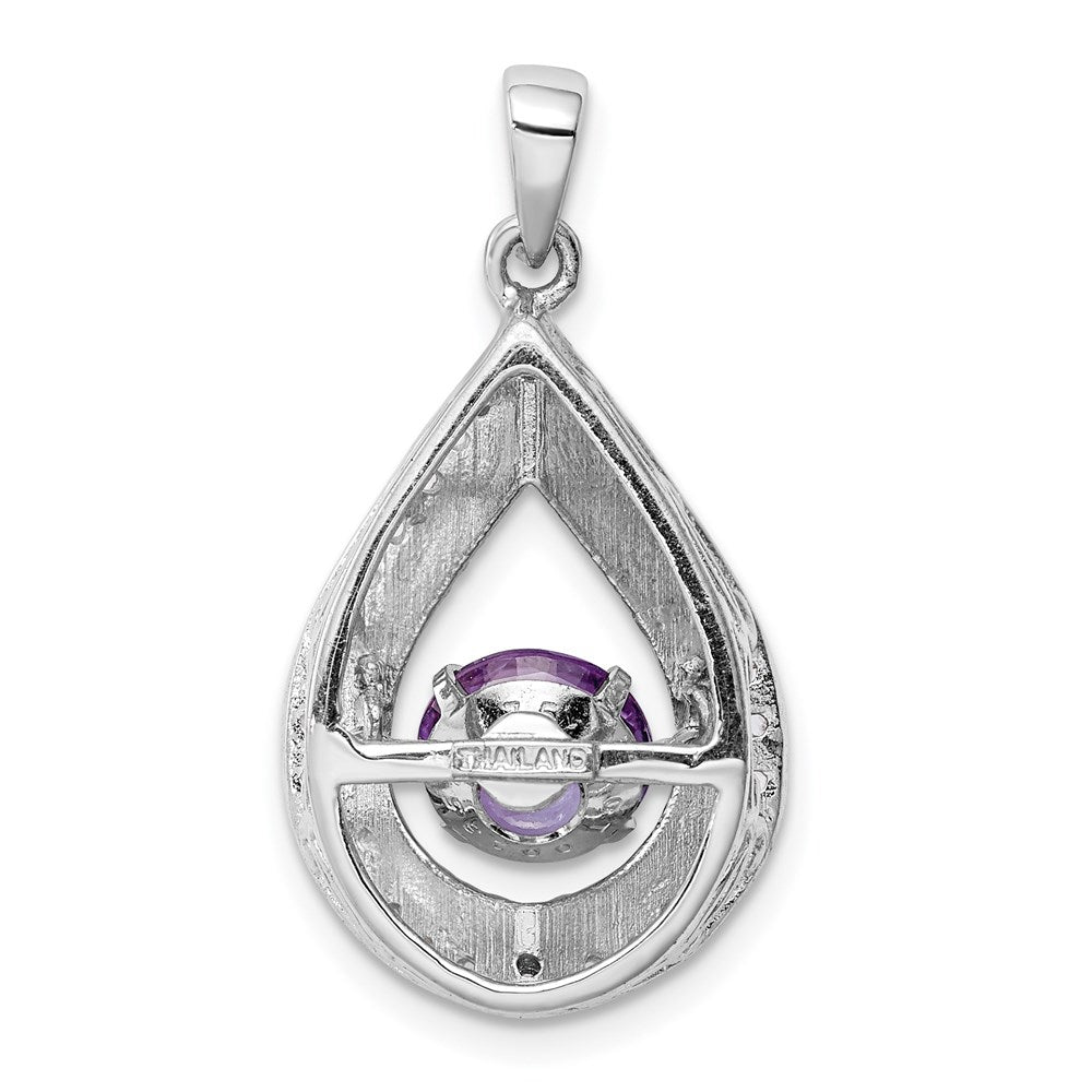 Sterling Silver White Topaz u0026 Vibrant Amethyst Teardrop Pendant
