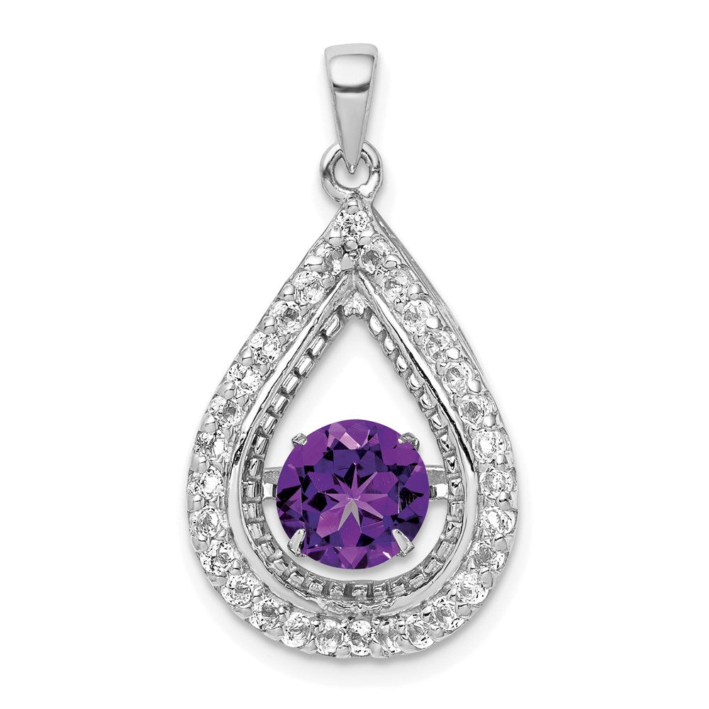 Sterling Silver White Topaz u0026 Vibrant Amethyst Teardrop Pendant