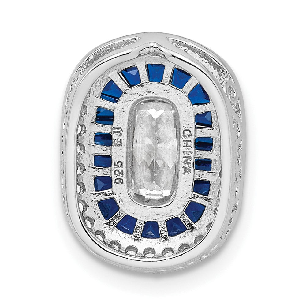 Sterling Silver Rhodium-plated CZ u0026 Synthetic Blue Spinel Chain Slide