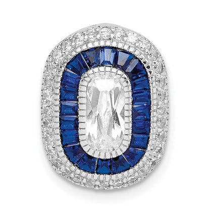 Sterling Silver Rhodium-plated CZ u0026 Synthetic Blue Spinel Chain Slide