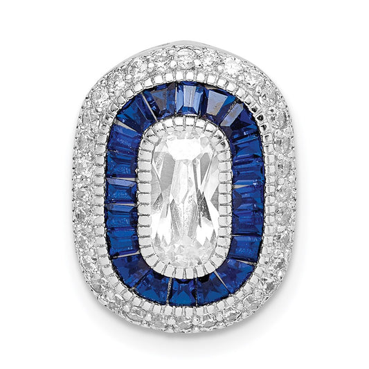 Sterling Silver Rhodium-plated CZ u0026 Synthetic Blue Spinel Chain Slide