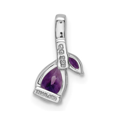 SterlingSilver RhodPlat .79AM/WT Amethyst u0026 White Topaz Pendant