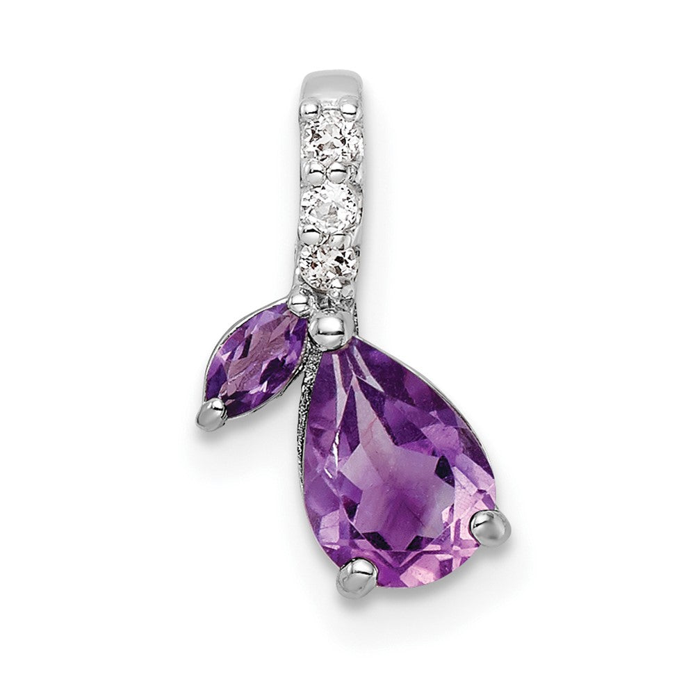 SterlingSilver RhodPlat .79AM/WT Amethyst u0026 White Topaz Pendant