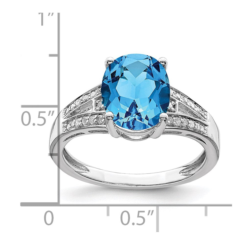 Sterling Silver Rhodium Diamond u0026 Blue Topaz Ring