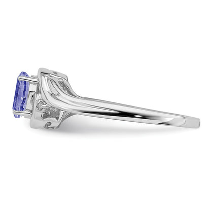 Sterling Silver Rhodium Plated Diamond u0026 Tanzanite Ring