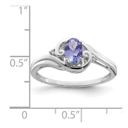 Sterling Silver Rhodium Plated Diamond u0026 Tanzanite Ring