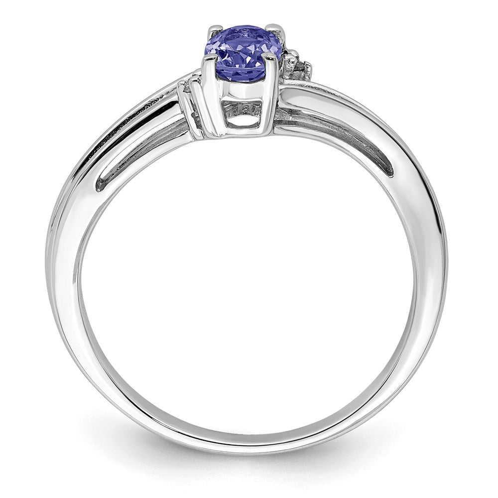 Sterling Silver Rhodium Plated Diamond u0026 Tanzanite Oval Ring
