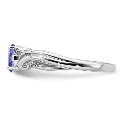 Sterling Silver Rhodium Plated Diamond u0026 Tanzanite Oval Ring