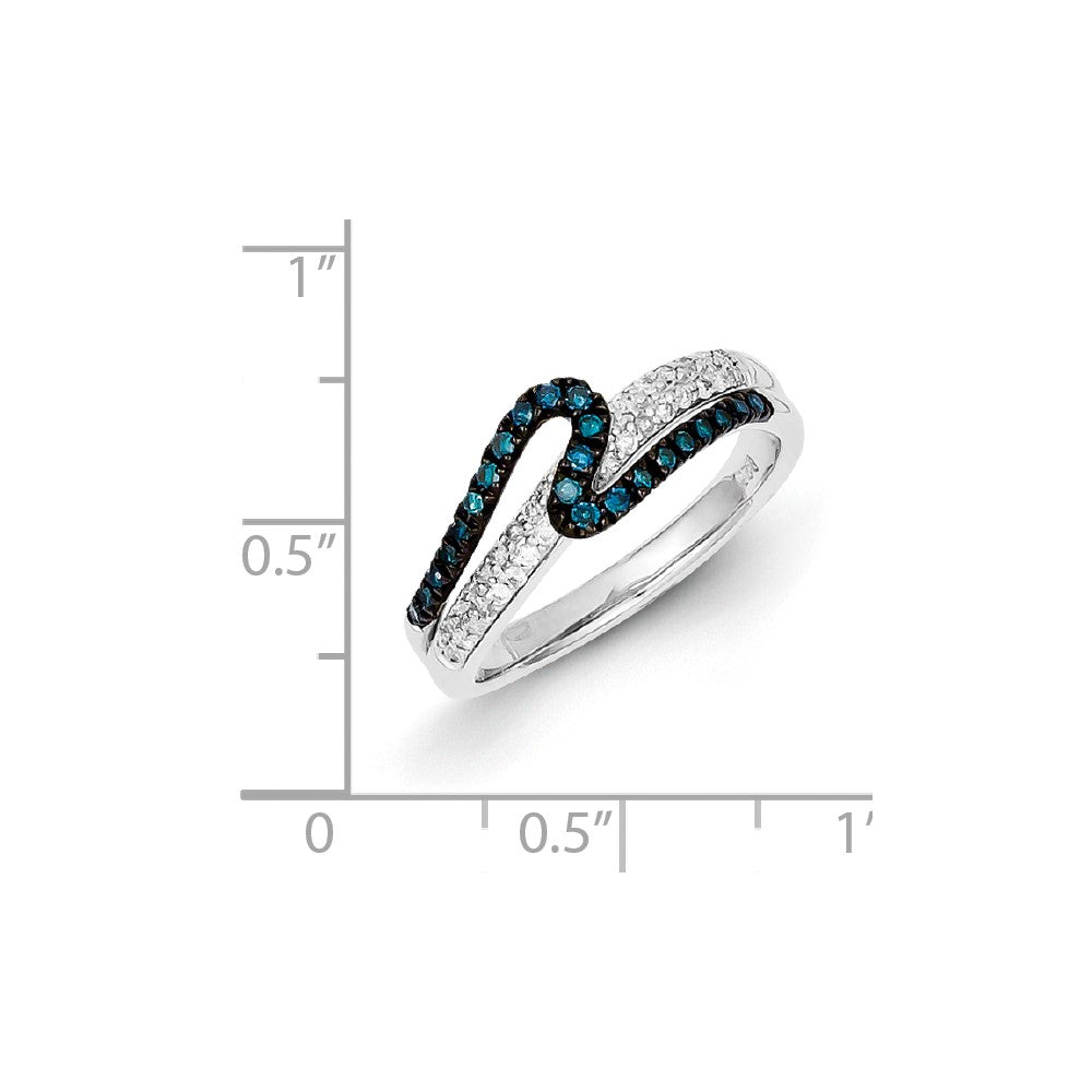 Sterling Silver White u0026 Blue Diamond Ring