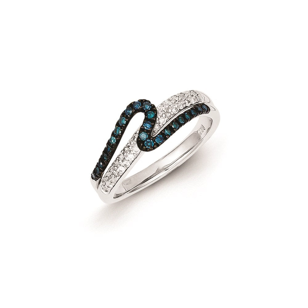 Sterling Silver White u0026 Blue Diamond Ring