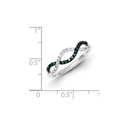 Sterling Silver White u0026 Blue Diamond Ring