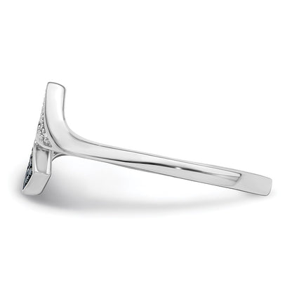 White Night Sterling Silver Rhodium-plated Blue and White Diamond Ring