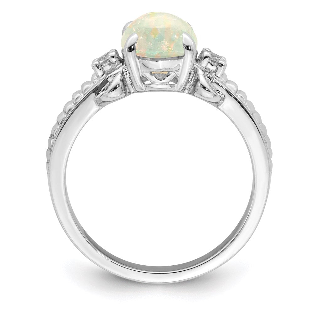 Sterling Silver w/ Ethiopian Opal u0026 White Quartz Polished Ring