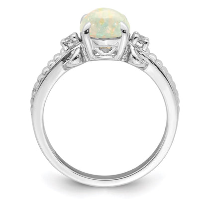 Sterling Silver w/ Ethiopian Opal u0026 White Quartz Polished Ring