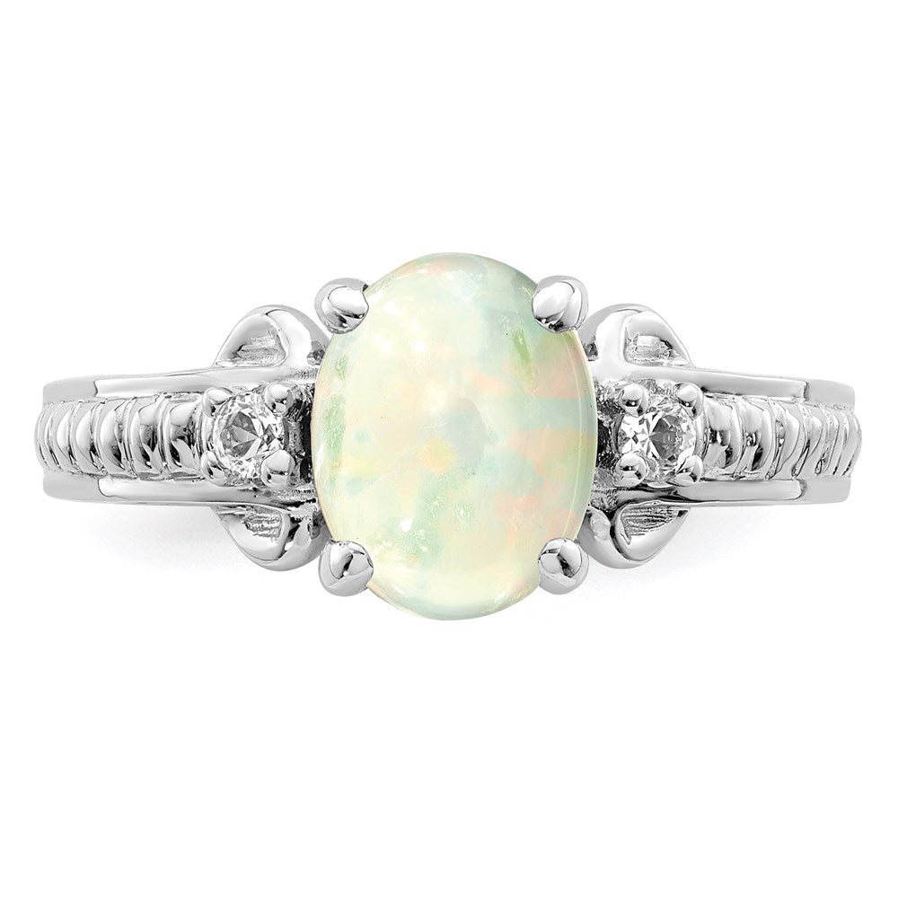 Sterling Silver w/ Ethiopian Opal u0026 White Quartz Polished Ring