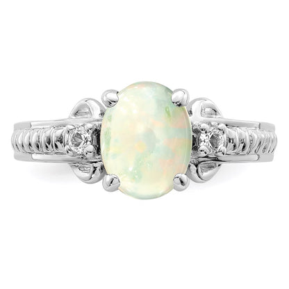 Sterling Silver w/ Ethiopian Opal u0026 White Quartz Polished Ring