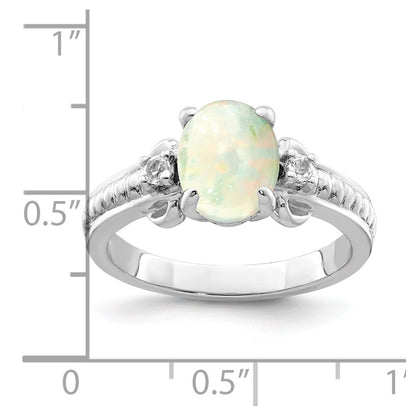 Sterling Silver w/ Ethiopian Opal u0026 White Quartz Polished Ring