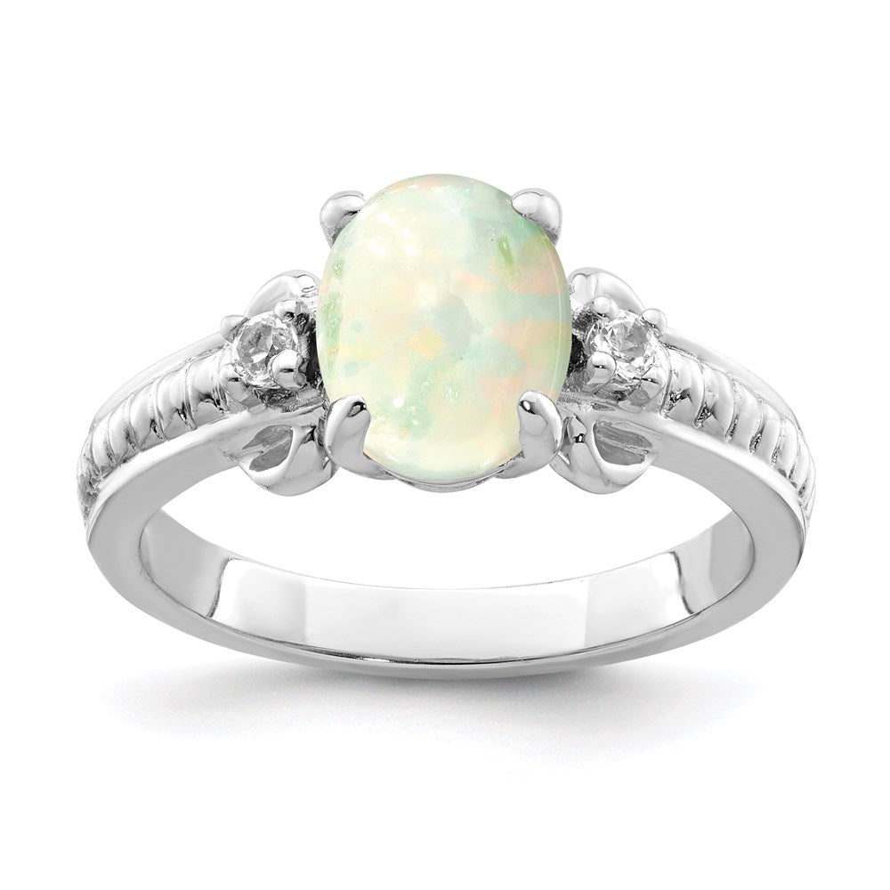 Sterling Silver w/ Ethiopian Opal u0026 White Quartz Polished Ring