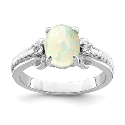 Sterling Silver w/ Ethiopian Opal u0026 White Quartz Polished Ring