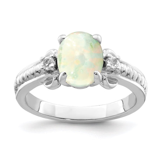 Sterling Silver w/ Ethiopian Opal u0026 White Quartz Polished Ring