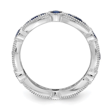 Sterling Silver Rhodium-plated Synthetic Blue Spinel Eternity Band