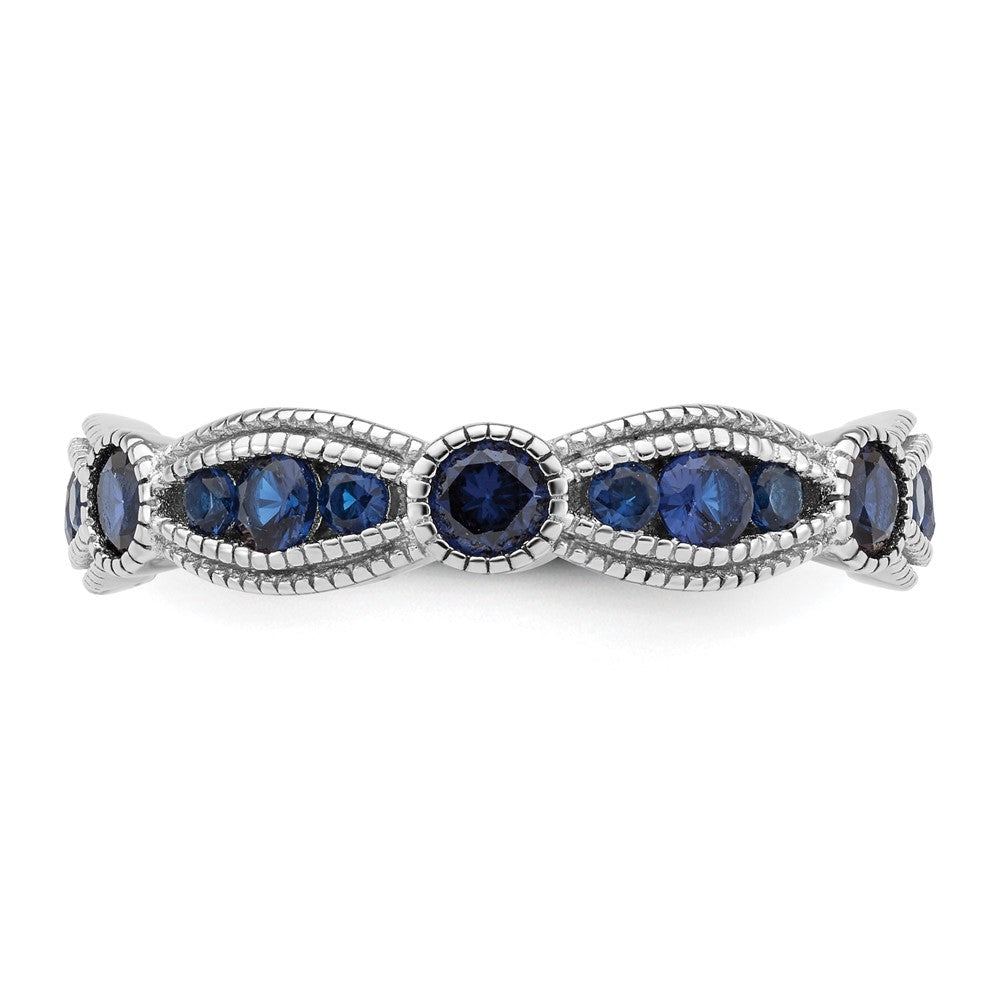 Sterling Silver Rhodium-plated Synthetic Blue Spinel Eternity Band