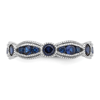 Sterling Silver Rhodium-plated Synthetic Blue Spinel Eternity Band
