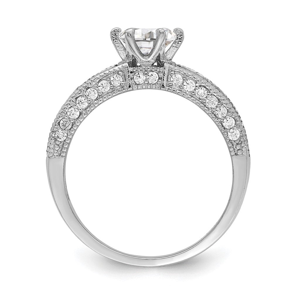 Sterling Silver Rhodium-plated Synthetic Blue Spinel u0026 CZ Ring