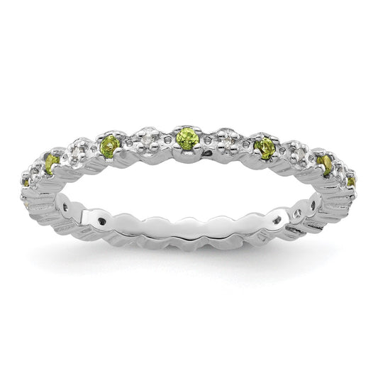 Sterling Silver Stackable Expressions Peridot u0026 Diamond Ring