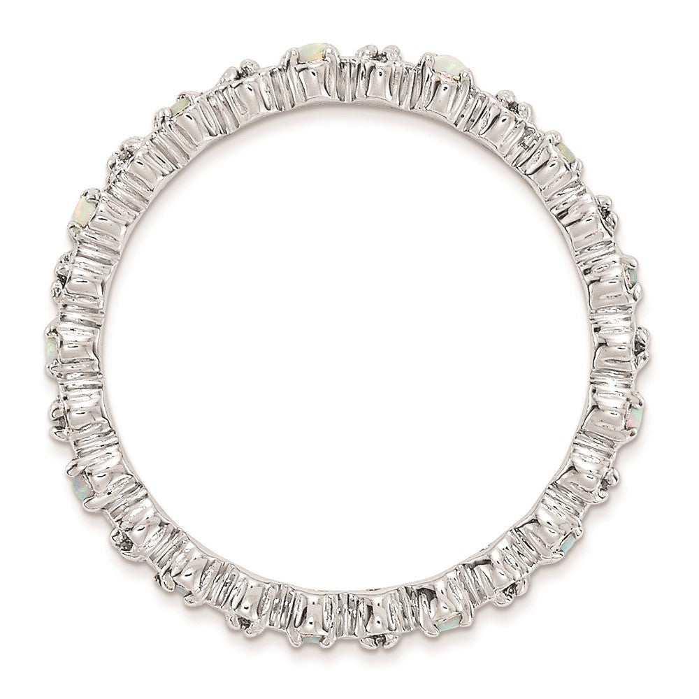 Sterling Silver Stackable Expressions Created Opal u0026 Diamond Ring