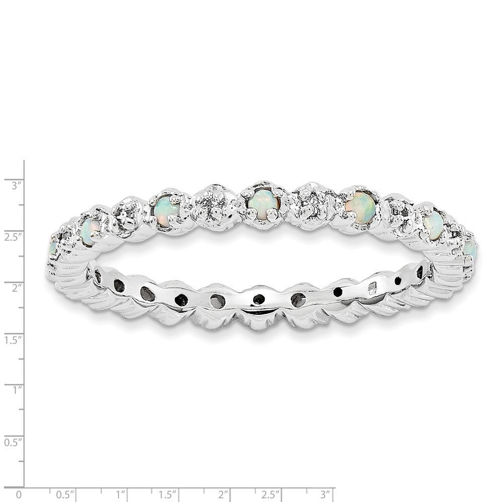 Sterling Silver Stackable Expressions Created Opal u0026 Diamond Ring
