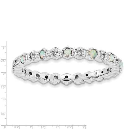 Sterling Silver Stackable Expressions Created Opal u0026 Diamond Ring