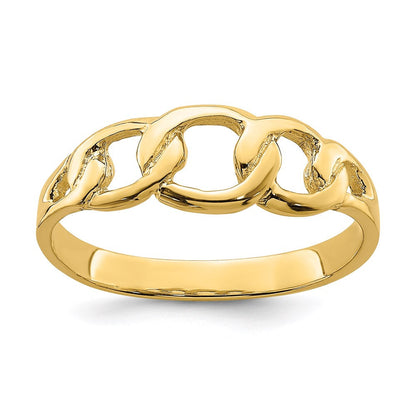 14k yellow gold polished chain link ring r763